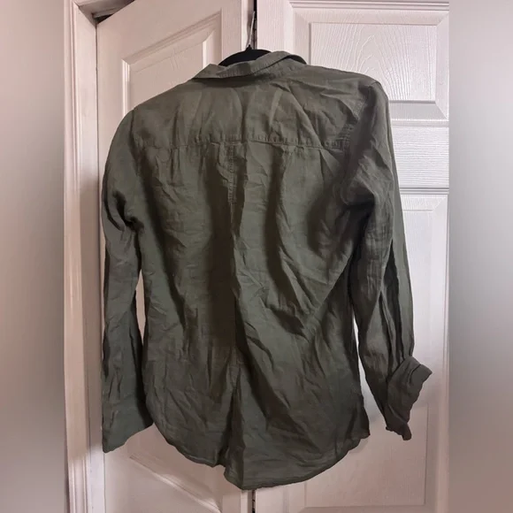 Olive Green Button-Up Shirt Frank & Eileen size small - Picture 4 of 4